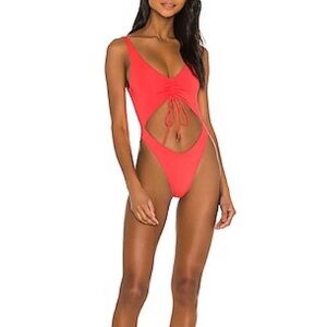 Frankie's Bikinis Red One Piece with Cut-Out Design